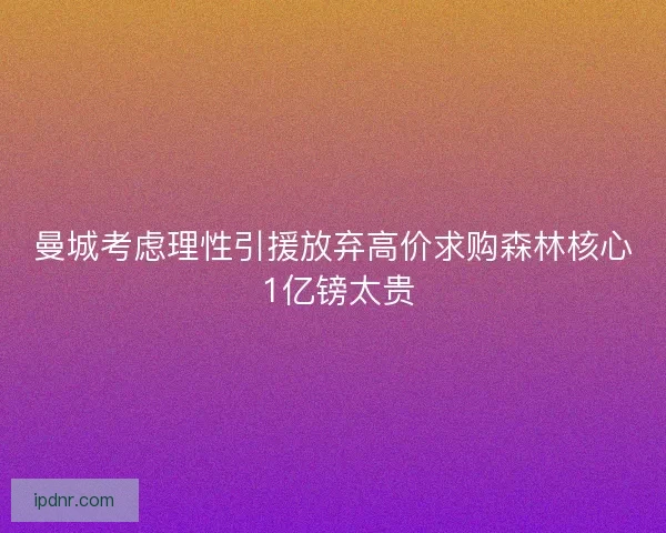 曼城考虑理性引援放弃高价求购森林核心 1亿镑太贵